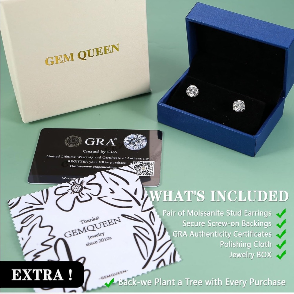1.6 Carat Moissanite Stud Earrings 18K White GoldPlated Solid 925  silver